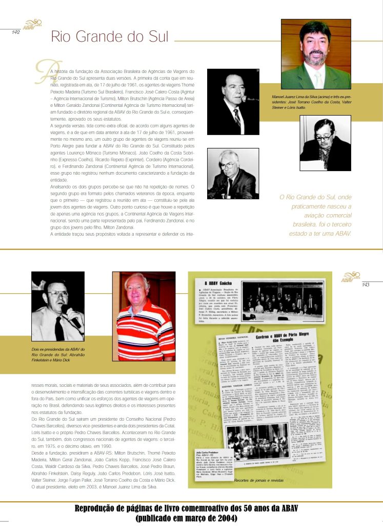 Reprodução de livro comemorativo dos 50 anos da ABAV